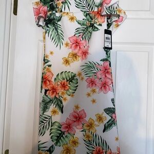 Guess Floral Mini Dress - Pink, Yellow, Green